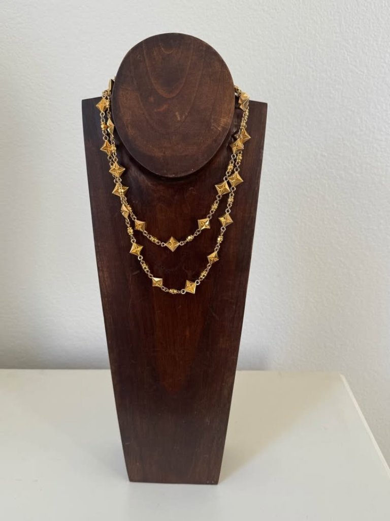 St John Knits Necklace Goldtone Logo Charm Wear With Suits